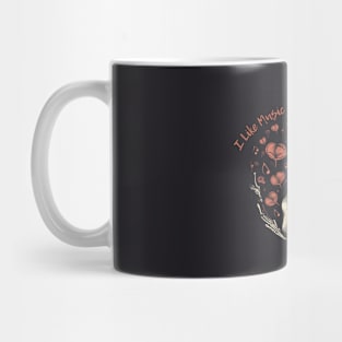 I like music more than people, skull and flower Mug